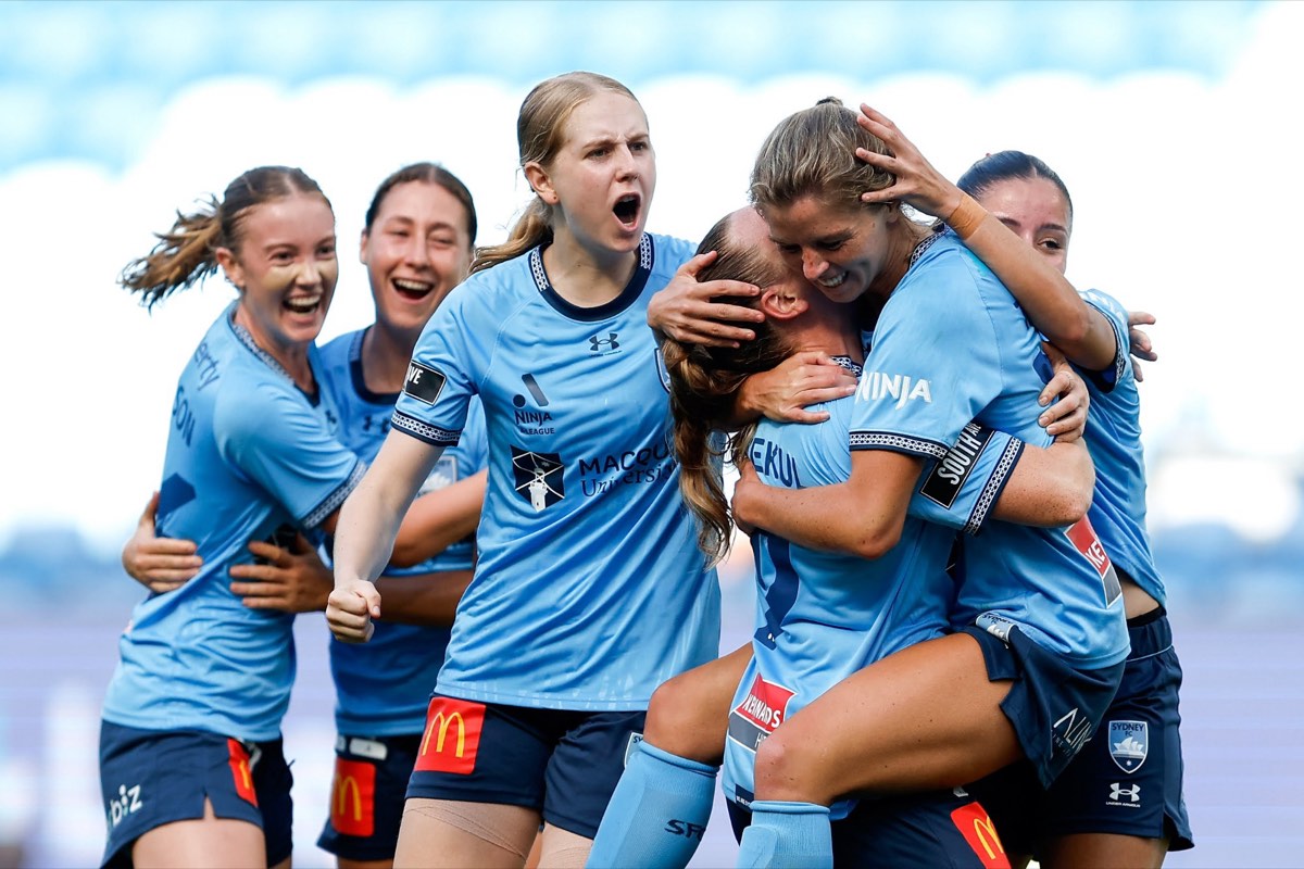 Sydney FC Women players celebrating a goal together